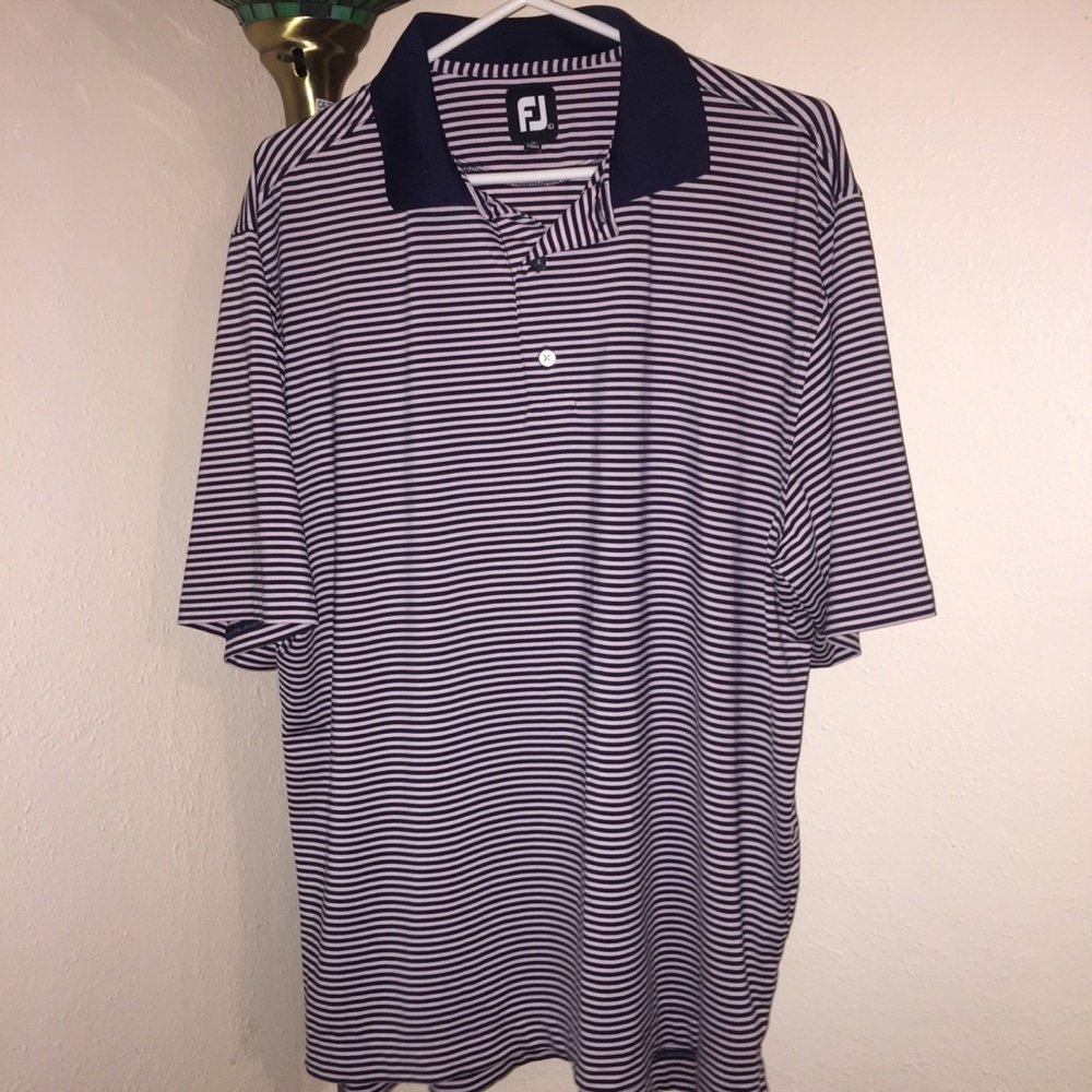 FootJoy Navy/Pale Pink Striped Golf Polo Large